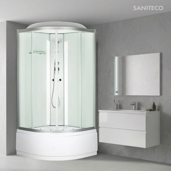 Изображение товара Душевая кабина Saniteco BST-100W (100x100, белый/прозрачное стекло)