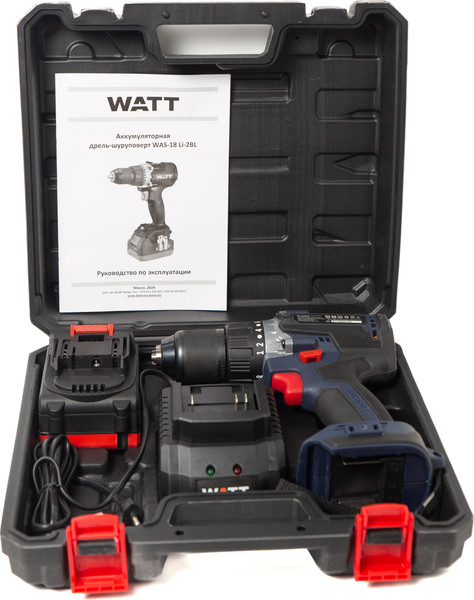 Изображение товара Аккумуляторная дрель-шуруповерт Watt WAS-18 Li-2BL (1.018.090.00)