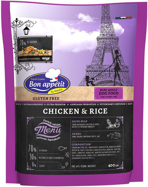 Изображение товара Сухой корм для собак Bon Appetit Dog Adult Mini Chicken & Rice / 682004 (400г)