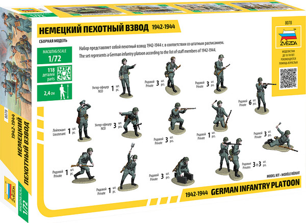Изображение товара Сборная модель Звезда Немецкий пехотный взвод / 8078