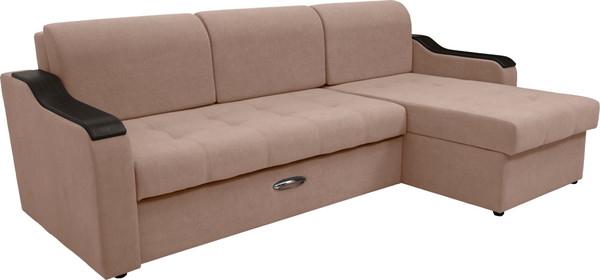 Изображение товара Диван угловой Сириус Лидер-3 с оттоманкой ППУ 260x165 (Eva 02 велюр светло-бежевый)