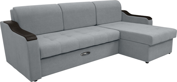 Изображение товара Диван угловой Сириус Лидер-3 с оттоманкой ППУ 260x165 (Eva 09 велюр светло-серый)