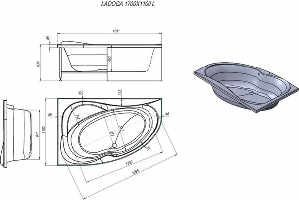 Изображение товара Ванна акриловая Alex Baitler Ladoga L 170x110