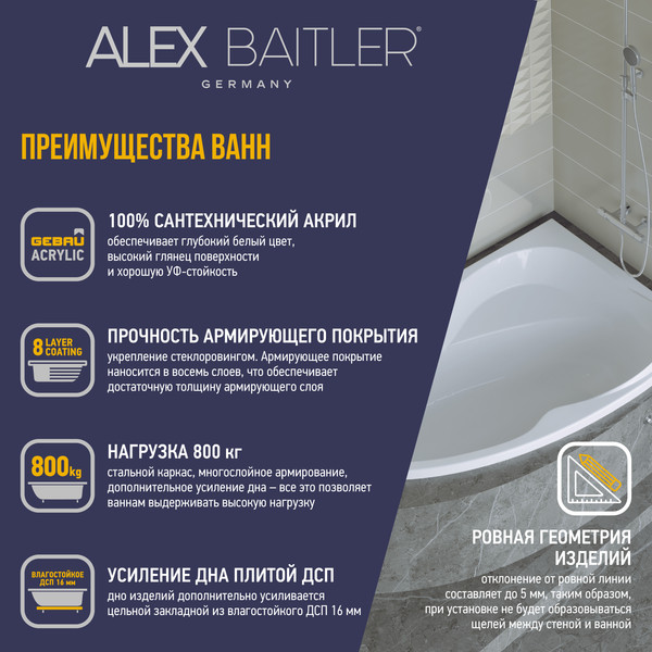 Изображение товара Ванна акриловая Alex Baitler Ladoga L 170x110
