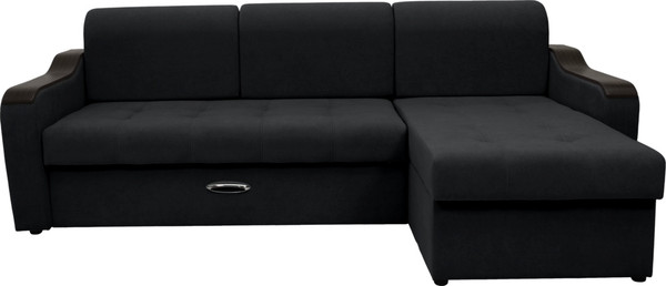 Изображение товара Диван угловой Сириус Лидер-3 с оттоманкой ППУ 260x165 (Eva 11 велюр черный)