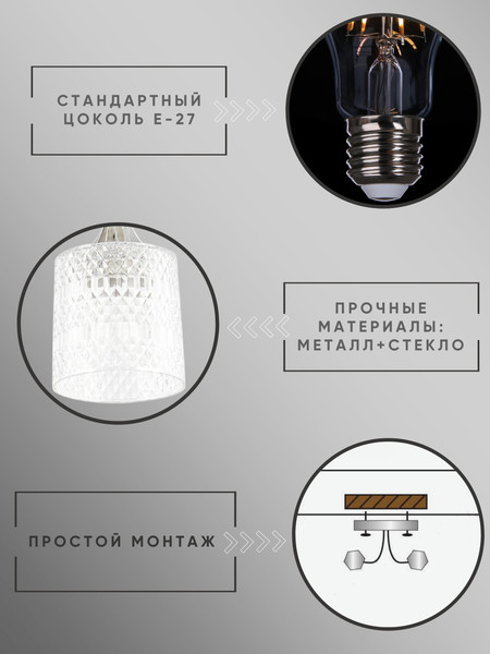 Изображение товара Потолочный светильник Aitin-Pro НПБ 02-2x60-101 / 6204/2 (белый/хром)