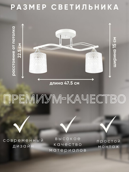 Изображение товара Потолочный светильник Aitin-Pro НПБ 02-2x60-101 / 6204/2 (белый/хром)