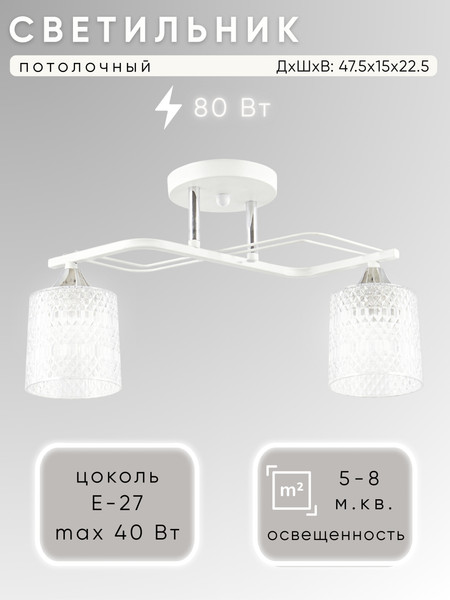 Изображение товара Потолочный светильник Aitin-Pro НПБ 02-2x60-101 / 6204/2 (белый/хром)