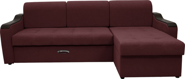 Изображение товара Диван угловой Сириус Лидер-3 с оттоманкой ППУ 260x165 (Eva 15 велюр темно-бордовый)