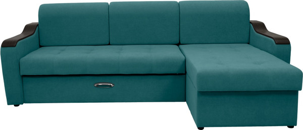 Изображение товара Диван угловой Сириус Лидер-3 с оттоманкой ППУ 260x165 (Eva 23 велюр зеленый)