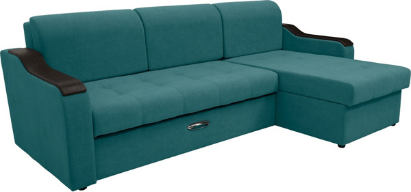 Изображение товара Диван угловой Сириус Лидер-3 с оттоманкой ППУ 260x165 (Eva 23 велюр зеленый)