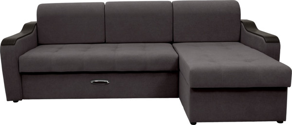 Изображение товара Диван угловой Сириус Лидер-3 с оттоманкой ППУ 260x165 (Eva 24 велюр темно-серый)