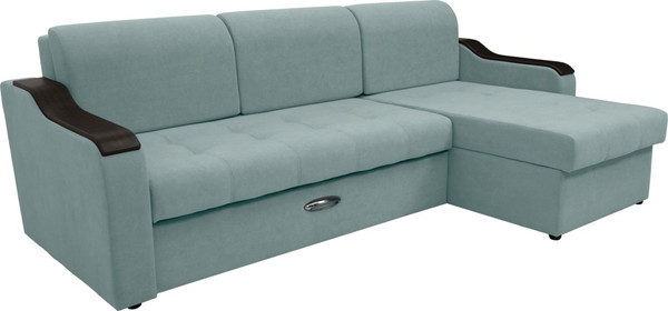 Изображение товара Диван угловой Сириус Лидер-3 с оттоманкой ППУ 260x165 (Eva 25 велюр светло-зеленый)