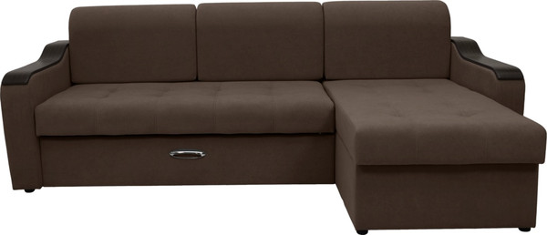 Изображение товара Диван угловой Сириус Лидер-3 с оттоманкой ППУ 260x165 (Eva 26 велюр коричневый)