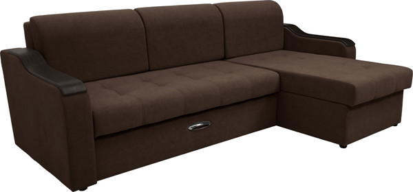 Изображение товара Диван угловой Сириус Лидер-3 с оттоманкой ППУ 260x165 (Eva 27 велюр коричневый)