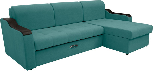 Изображение товара Диван угловой Сириус Лидер-3 с оттоманкой ППУ 260x165 (Eva 28 велюр зеленый)