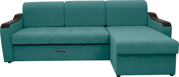Изображение товара Диван угловой Сириус Лидер-3 с оттоманкой ППУ 260x165 (Eva 28 велюр зеленый)