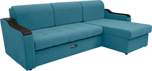 Изображение товара Диван угловой Сириус Лидер-3 с оттоманкой ППУ 260x165 (Eva 29 велюр голубой)