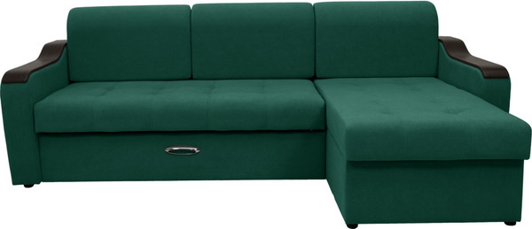 Изображение товара Диван угловой Сириус Лидер-3 с оттоманкой ППУ 260x165 (Eva 30 велюр зеленый)
