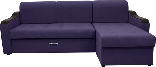 Изображение товара Диван угловой Сириус Лидер-3 с оттоманкой ППУ 260x165 (Eva 31 велюр фиолетовый)