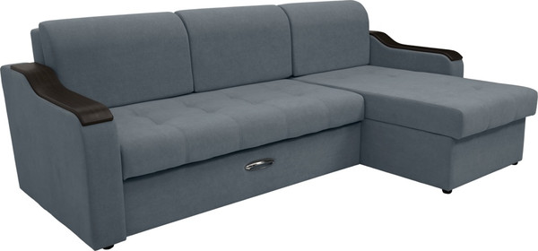 Изображение товара Диван угловой Сириус Лидер-3 с оттоманкой ППУ 260x165 (Eva 32 велюр серый)