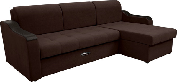 Изображение товара Диван угловой Сириус Лидер-3 с оттоманкой НПБ 260x165 (Eva 04 велюр темно-коричневый)