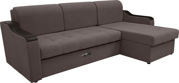 Изображение товара Диван угловой Сириус Лидер-3 с оттоманкой НПБ 260x165 (Eva 06 велюр темно-серый)
