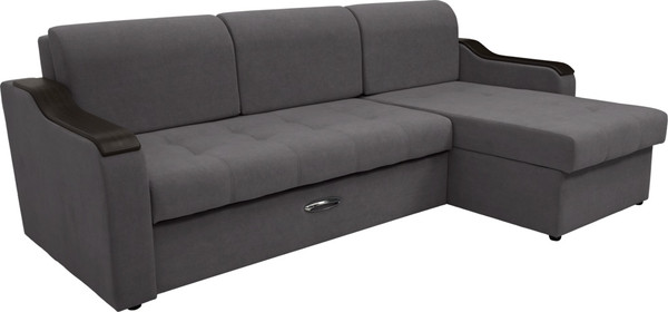 Изображение товара Диван угловой Сириус Лидер-3 с оттоманкой НПБ 260x165 (Eva 07 велюр темно-серый)