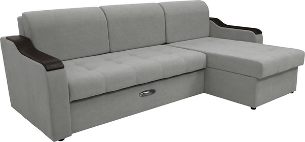 Изображение товара Диван угловой Сириус Лидер-3 с оттоманкой НПБ 260x165 (Eva 08 велюр светло-серый)