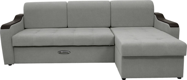 Изображение товара Диван угловой Сириус Лидер-3 с оттоманкой НПБ 260x165 (Eva 08 велюр светло-серый)