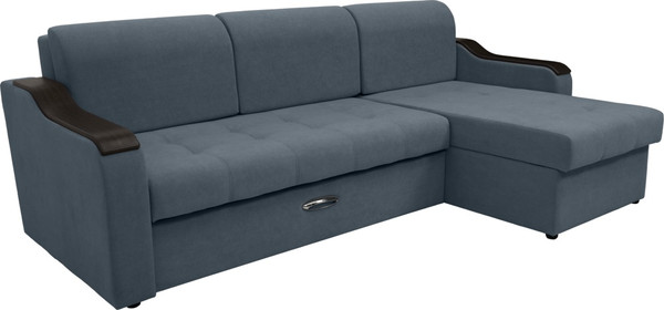 Изображение товара Диван угловой Сириус Лидер-3 с оттоманкой НПБ 260x165 (Eva 10 велюр серый)