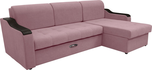 Изображение товара Диван угловой Сириус Лидер-3 с оттоманкой НПБ 260x165 (Eva 14 велюр темно-розовый)