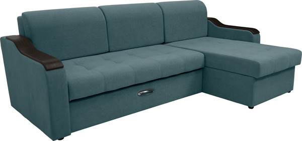 Изображение товара Диван угловой Сириус Лидер-3 с оттоманкой НПБ 260x165 (Eva 20 велюр зеленый)