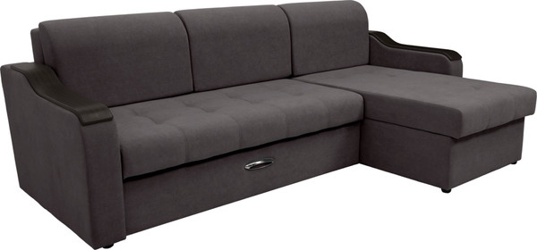Изображение товара Диван угловой Сириус Лидер-3 с оттоманкой НПБ 260x165 (Eva 24 велюр темно-серый)
