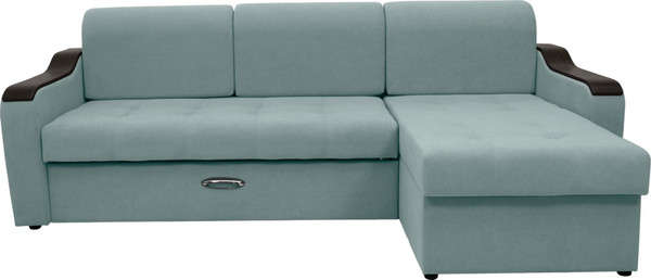 Изображение товара Диван угловой Сириус Лидер-3 с оттоманкой НПБ 260x165 (Eva 25 велюр светло-зеленый)