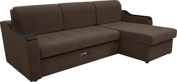 Изображение товара Диван угловой Сириус Лидер-3 с оттоманкой НПБ 260x165 (Eva 26 велюр коричневый)