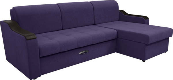 Изображение товара Диван угловой Сириус Лидер-3 с оттоманкой НПБ 260x165 (Eva 31 велюр фиолетовый)