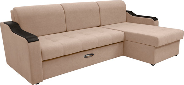 Изображение товара Диван угловой Сириус Лидер-3 с оттоманкой НПБ 260x165 (Eva 33 велюр светло-коричневый)