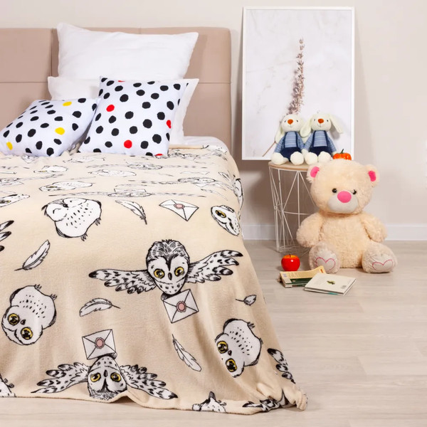 Изображение товара Плед Casa Conforte Festival Сова-посланник 100x150 / 6155524 (бежевый)