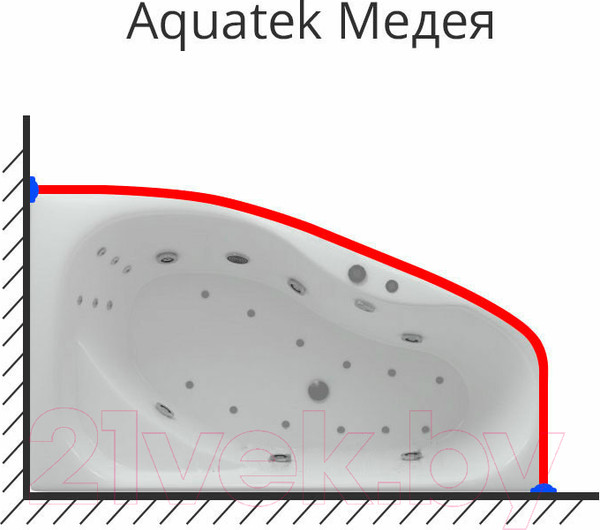 Изображение товара Карниз для ванны Aquatek Медея 50-95x170 / KARN-0000015