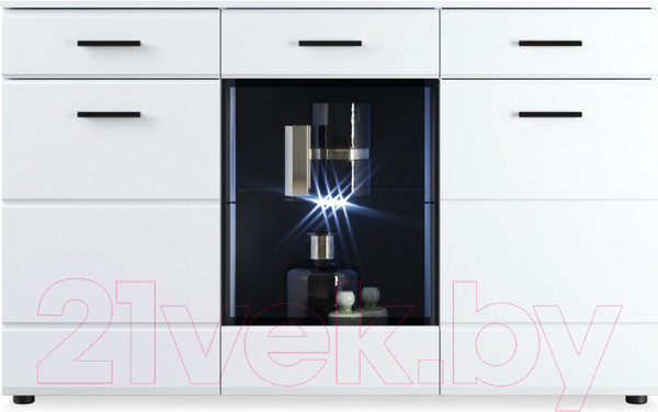 Изображение товара Тумба Империал Йорк 2д1в2ящ (белый жемчуг/белый глянец)