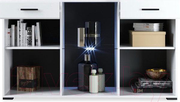 Изображение товара Тумба Империал Йорк 2д1в2ящ (белый жемчуг/белый глянец)