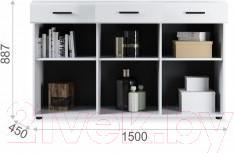 Изображение товара Тумба Империал Йорк 3д3ящ (белый жемчуг/белый глянец)