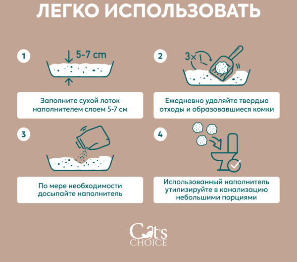 Изображение товара Наполнитель для туалета Cat's choice Комкующийся растительный тофу Кофе (6л/2.5кг)