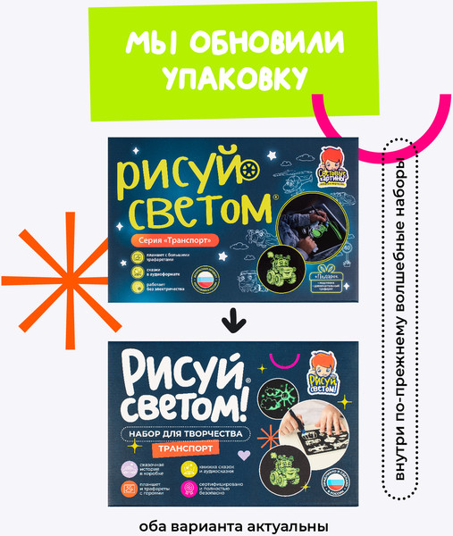 Изображение товара Набор для творчества Рисуй светом Транспорт А4
