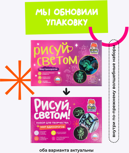 Изображение товара Набор для творчества Рисуй светом Мир Единорогов А4