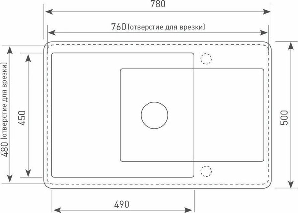 Изображение товара Мойка кухонная Ecoshtein Rechteck 780.500 (серый шелк)