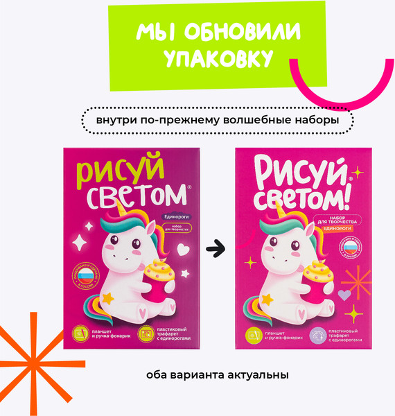 Изображение товара Набор для творчества Рисуй светом Единороги А5