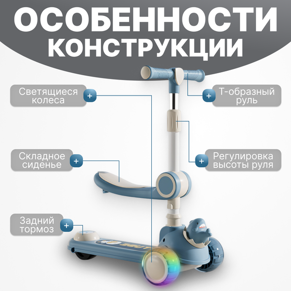 Изображение товара Самокат детский Ricos Wave JSCW108 (белый/синий)