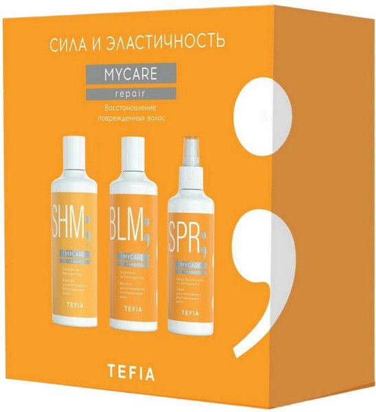 Изображение товара Набор косметики для волос Tefia MyCare Repair Шампунь+Бальзам+Спрей (300мл+300мл+250мл)